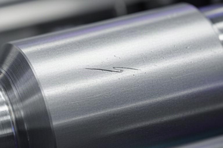 金属加工ラインで撮影した部品表面の接写。小さなキズと表面の反射が確認できる